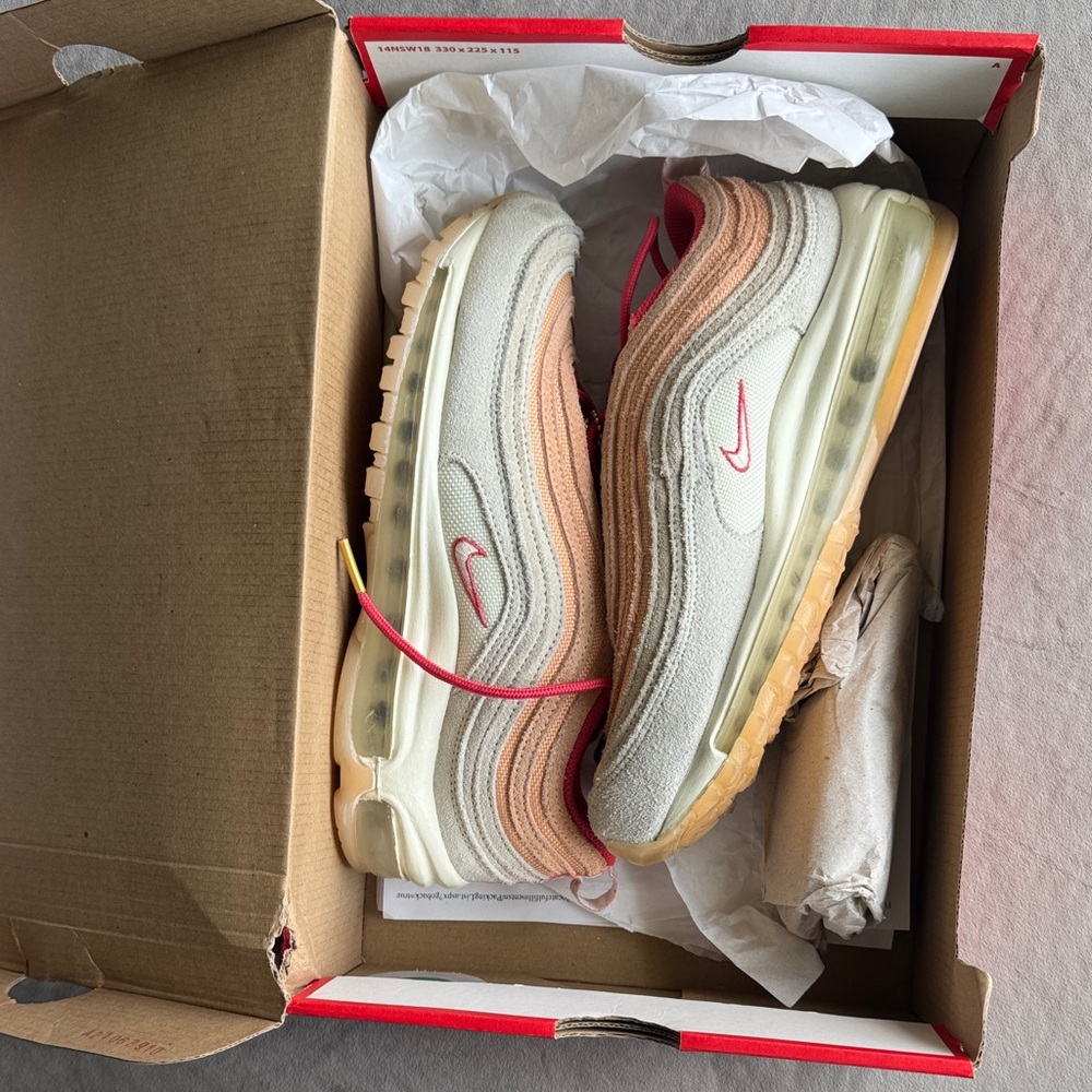 Nike Women's Air Max 97 Peach and White Sneakers - Picture 4 of 5